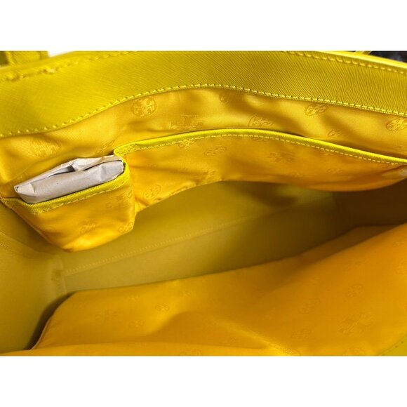 Tory Burch Saffiano Leather York Dual Buckle Dual Strap Tote in Sunshine - New - Picture 9 of 12